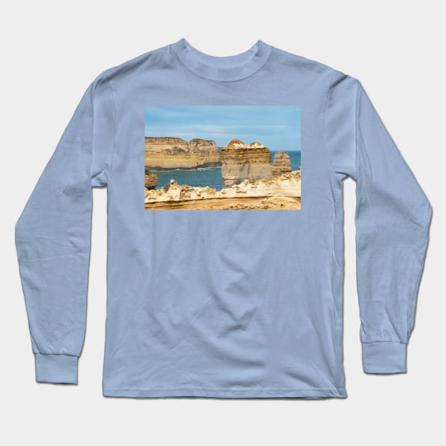 Limestone rocky outcrops at Loch Ard Gorge, Australia. Long Sleeve T-Shirt by sma1050